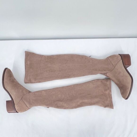 Steve Madden Gabbie Tan Vegan Suede Stretch Over The Knee Block Heel Boots 7.5 - Picture 5 of 13